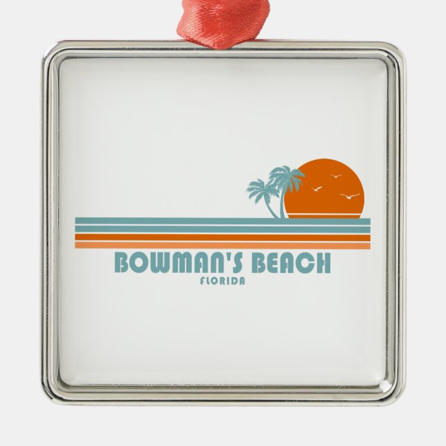 Bowman's Beach Florida Sun Palm Trees Metal Tree Decoration (Front)