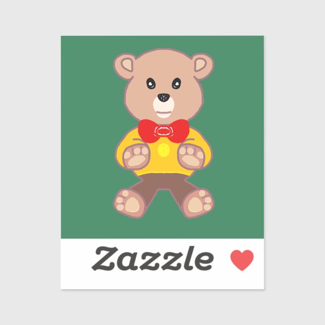 Bowrmtie Teddy bear on Green  (Sheet)