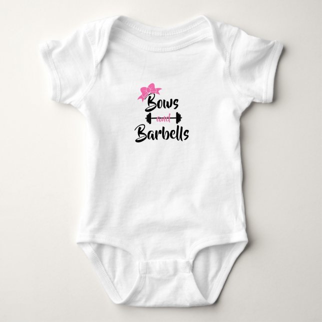 Bows and barbells baby bodysuit (Front)