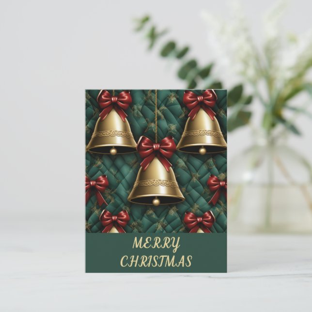 Bows And Bells - Christmas Card (Standing Front)