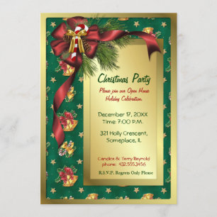 Bows and Bells Christmas Invitation