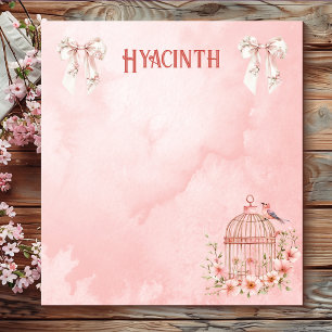 Bows and Birds  Pink Coquette Small Notepad