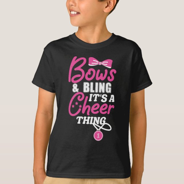 Bows And Bling Its A Cheer Thing Girl Cheerleader T-Shirt (Front)