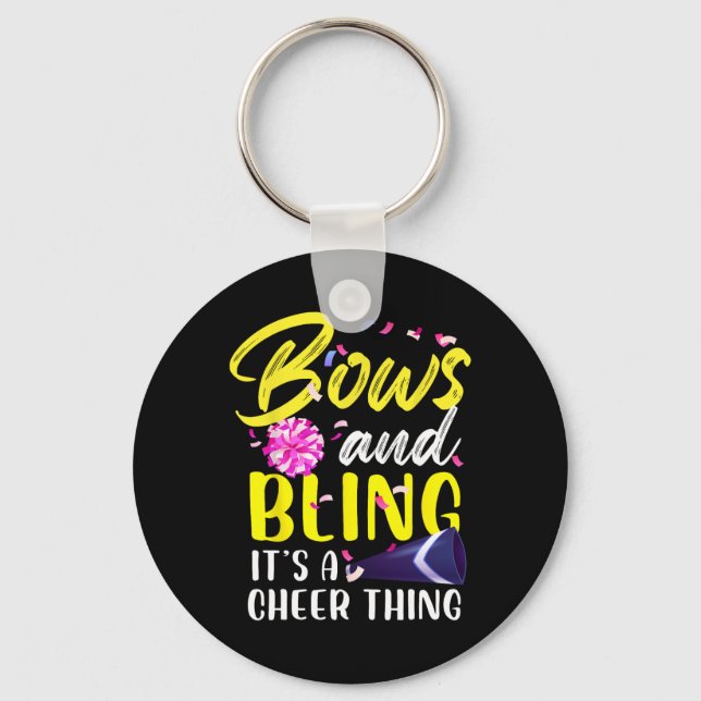 Bows And Bling It's A Cheer Thing Gymnastics Cheer Key Ring (Front)