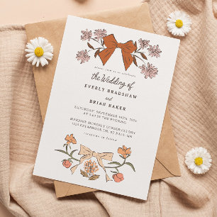 Bows and Blossoms Coquette Wedding Invitation
