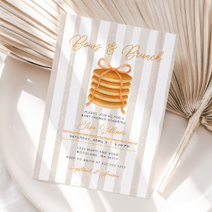 Bows and Brunch Pancake Stripe Baby Shower Brunch Invitation