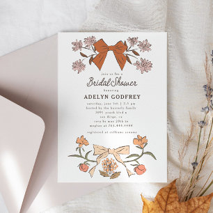 Bows and Flowers Terracotta Bridal Shower Invitation