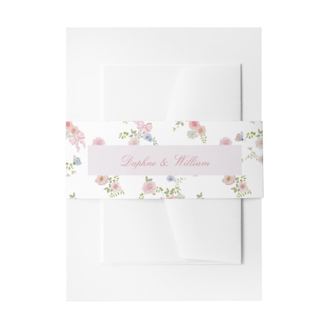 Bows and Wildflowers Invitation Belly Band (Front Example)