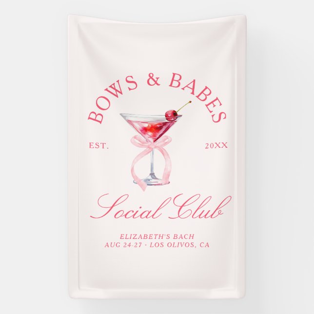 Bows & Babes Coquette Cherries Bachelorette Banner (Vertical)