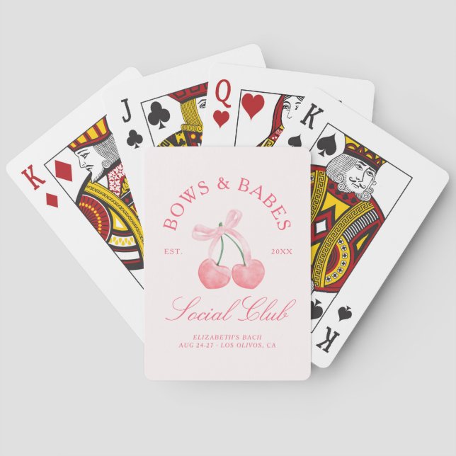 Bows & Babes Coquette Cherries Bachelorette Playing Cards (Back)