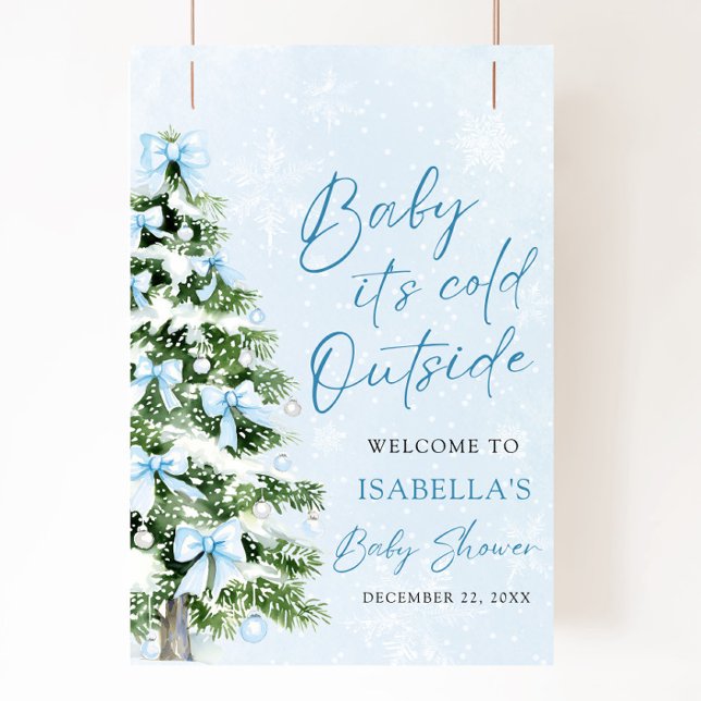 Bows Baby It's Cold Outside Baby Shower Welcome Poster (Creator Uploaded)