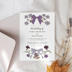 Bows & Blossoms Lilac Coquette Wedding Invitation