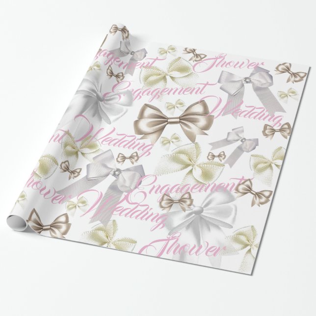 Bows Bows and More Bows Wedding Wrapping Paper  (Unrolled)