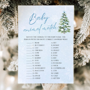 Bows Christmas Baby Animal Match Baby Shower Game Invitation