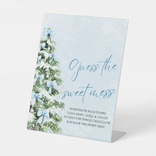 Bows Christmas Baby Shower Guess the Sweet Mess Pedestal Sign