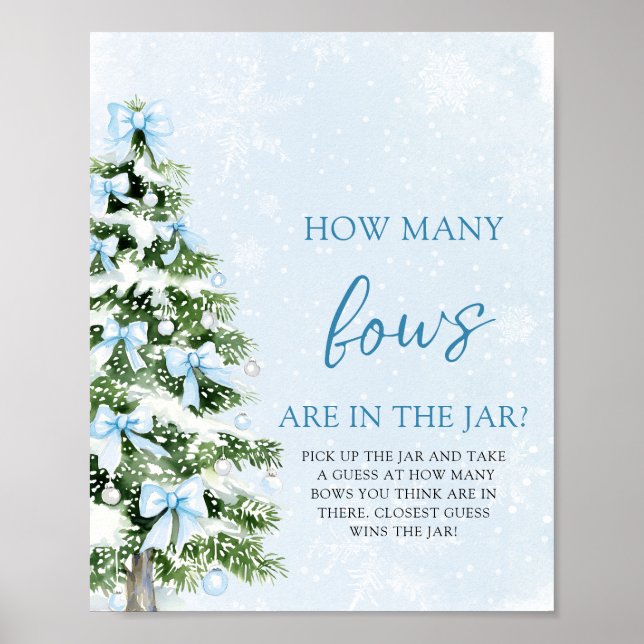 Bows Christmas Guess How Many Bows Baby Shower  Poster (Front)