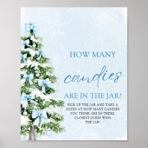 Bows Christmas Guess How Many Candies Baby Shower  Poster