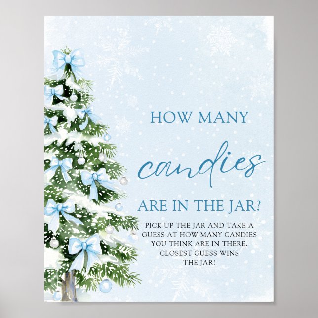 Bows Christmas Guess How Many Candies Baby Shower  Poster (Front)