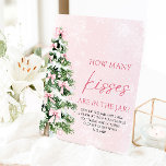 Bows Christmas Guess How Many Kisses Baby Shower  Pedestal Sign<br><div class="desc">The Bows Christmas Guess How Many Kisses Baby Shower Sign is a festive and playful addition to your holiday-themed celebration! Featuring a charming design with bows, Christmas elements, and a cosy winter theme, this sign invites guests to guess the number of chocolate kisses in a jar. Perfect for adding excitement,...</div>