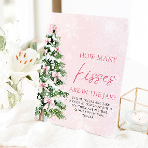Bows Christmas Guess How Many Kisses Baby Shower  Pedestal Sign