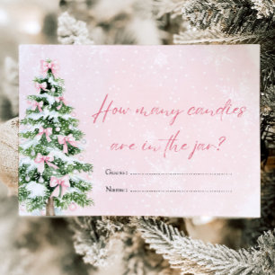 Bows Christmas How Many Candies Baby Shower Game Invitation