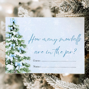 Bows Christmas How Many Snowballs Baby Shower Game Invitation