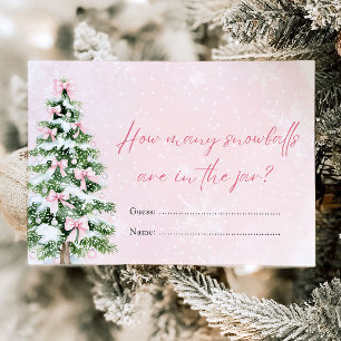 Bows Christmas How Many Snowballs Baby Shower Game Invitation