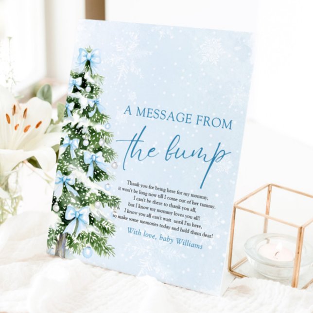 Bows Christmas Tree A Message From The Bump Sign (Blue Bows Christmas Tree A Message From The Bump Sign)