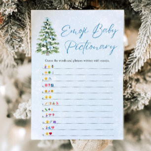 Bows Christmas Tree Baby Emoji Pictionary Game Invitation