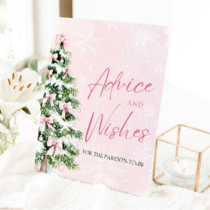 Bows Christmas Tree Baby Shower Advice and Wishes Pedestal Sign