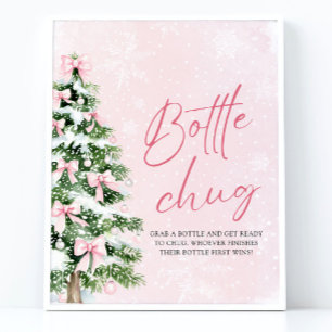 Bows Christmas Tree Baby Shower Bottle Chug Sign