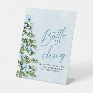 Bows Christmas Tree Baby Shower Bottle Chug Sign