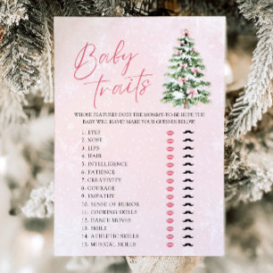 Bows Christmas Tree Baby Traits Baby Shower Game Invitation