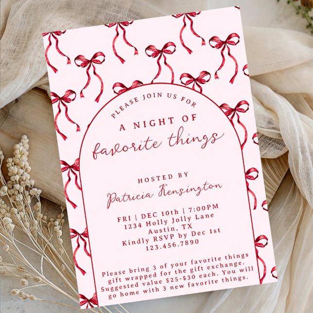 Bows Favourite Things Christmas Gift Exchange Part Invitation (Creator Uploaded)