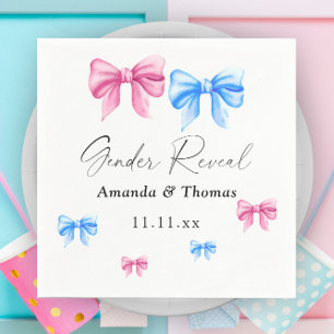 Bows Gender Reveal. Girl or Boy Napkin