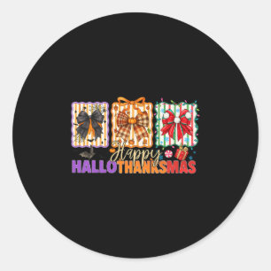 Bows Halloween Thanksgiving Christmas Happy Hallot Classic Round Sticker