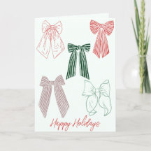 Bows Happy Holiday, 5" x 7" Folded Holiday Card