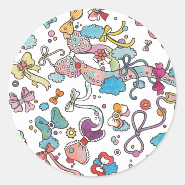 Bows in the Sky Classic Round Sticker (Front)