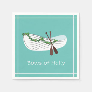Bows of Holly Nautical Holiday Napkin Seafoam