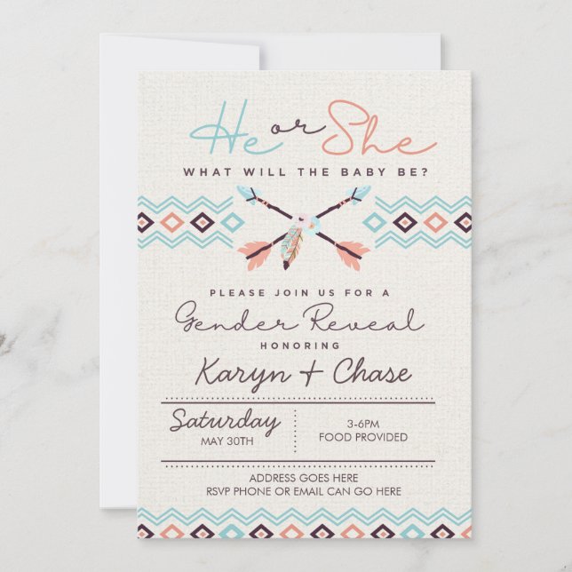 Bows or Arrows Gender Reveal Baby Shower Invite (Front)