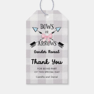 Bows or Arrows Gender Reveal Baby Shower Thank you Gift Tags