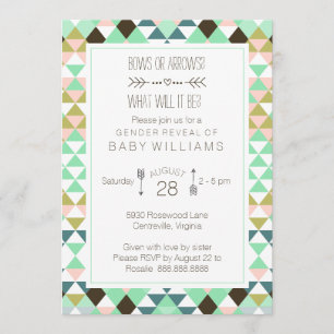 Bows or Arrows Tribal Gender Baby Reveal Invitation