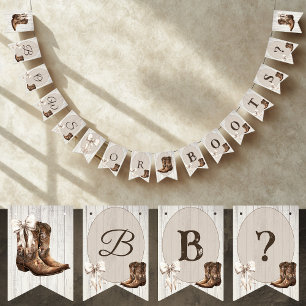 Bows or Boots Rustic Boho Gender Reveal Party Bunting