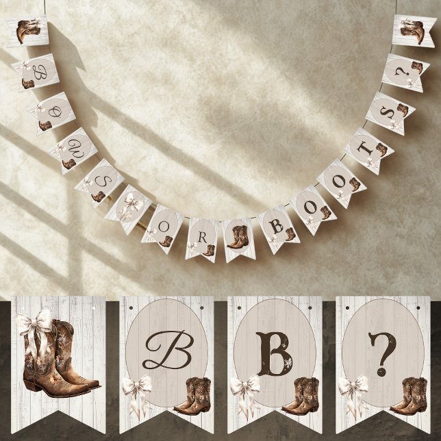 Bows or Boots Rustic Boho Gender Reveal Party Bunting (Creator Uploaded)