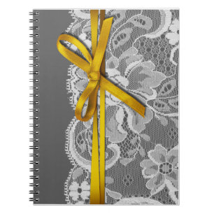 Bows Ribbon & Lace Planner grey yellow Notebook