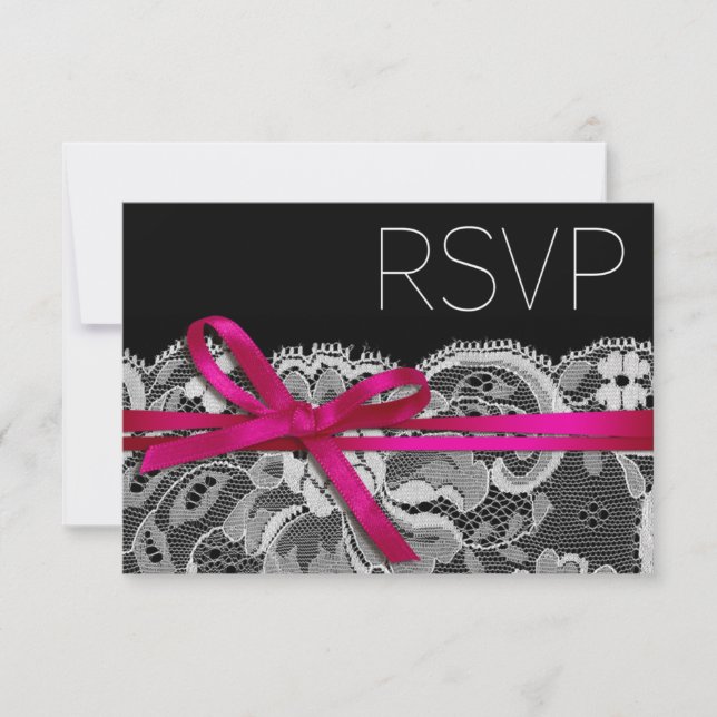 Bows Ribbon & Lace RSVP black fuschia (Front)