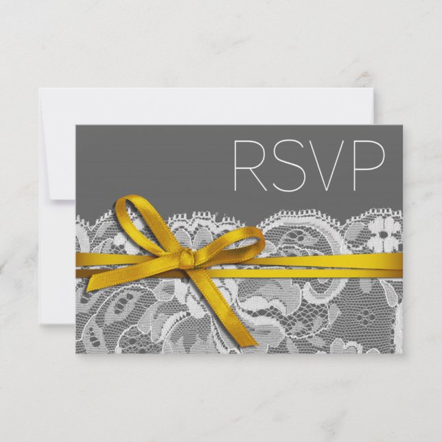 Bows Ribbon & Lace RSVP grey yellow (Front)