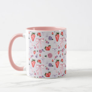 Bows, Roses & Strawberries Coquette Pattern  Mug