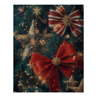 Bows & Stars Christmas Poster