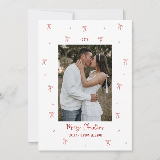 Bows wedding engagement Holiday Photo Card (Front)